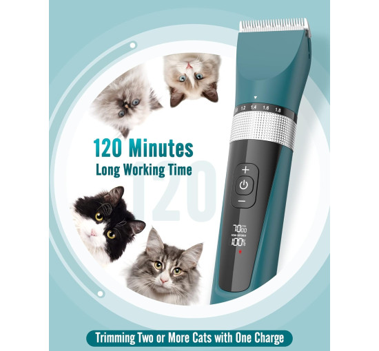 Машинки для стрижки котів Oneisall YP-7268 5-швидкісний комплект для грумінгу котів, бездротова машинка для стрижки котів, зелена (0065)