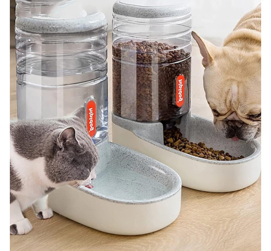 Набор автоматических кормушек для домашних животных HKUKUUU, 3,8 л х 2 шт., серый (3100)