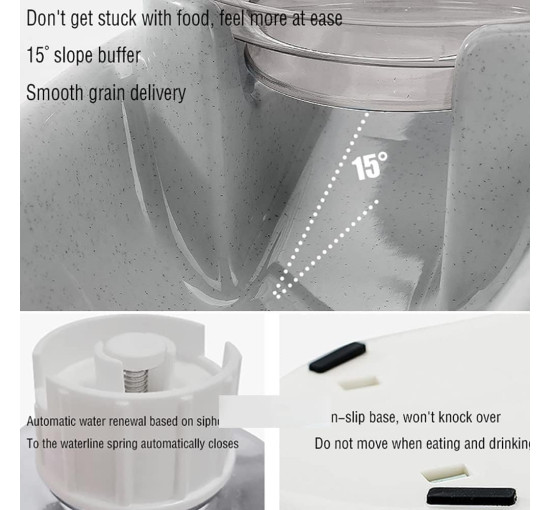 Набор автоматических кормушек для домашних животных HKUKUUU, 3,8 л х 2 шт., серый (3100)