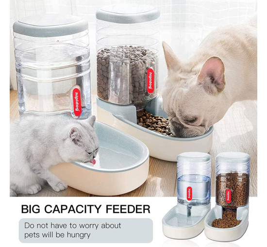 Набор автоматических кормушек для домашних животных HKUKUUU, 3,8 л х 2 шт., серый (3100)