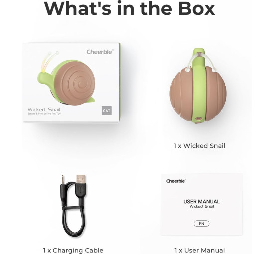 Интерактивная игрушка для кошек Cheerble, Злая улитка, коричневая (3069)