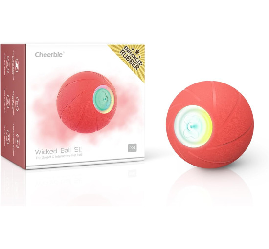 Интерактивный резиновый мяч Cheerble C1221 Upgraded Version для собак, красный (3065)