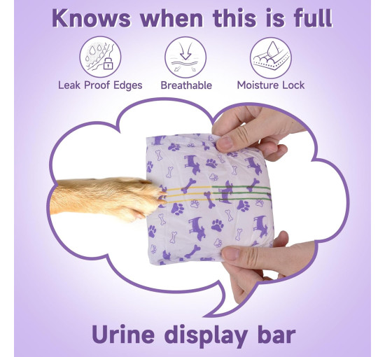 Одноразові підгузки для собак MICOOYO MICDFDN-L-20 для собак жіночої статі в період тічки, фіолетовий (3087)