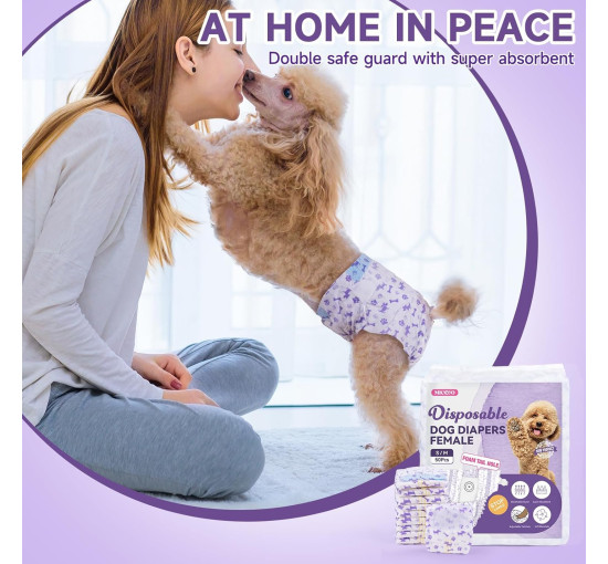 Одноразовые подгузники для собак MICOOYO MICDFDN-XS20 для собак женского пола в период течки, фиолетовый (3086)