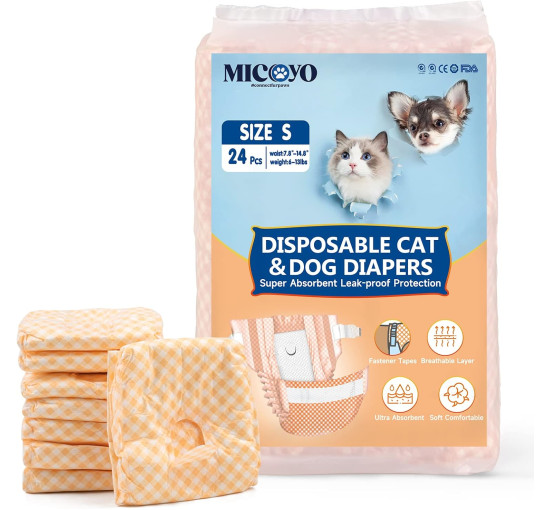 Одноразовые подгузники MICOOYO MIDCD для щенков и кошек, оранжевые (3083)