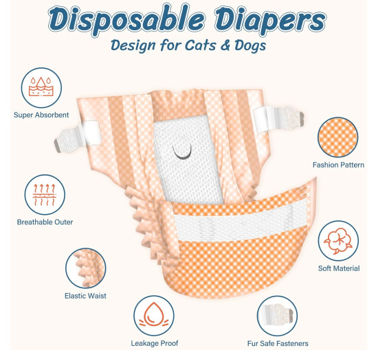 Одноразовые подгузники MICOOYO MIDCD для щенков и кошек, оранжевые (3083)