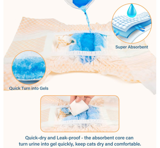 Одноразовые подгузники MICOOYO MIDCD для щенков и кошек, оранжевые (3083)