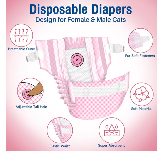 Одноразовые подгузники MICOOYO MIDCD для щенков и кошек, розовые (3085)