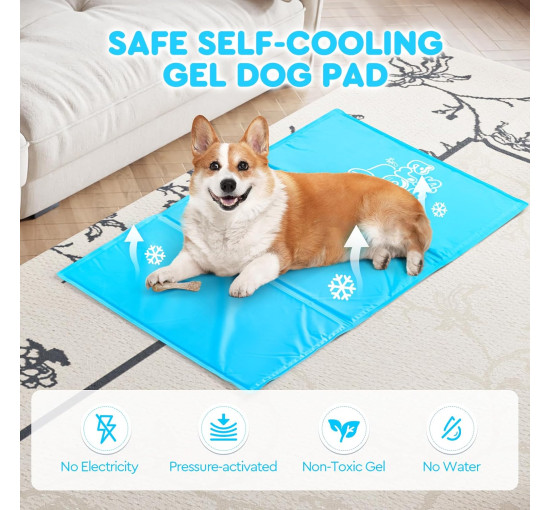 Охлаждающий коврик для собак Mora Pets размер 40x50 см, крепкий охлаждающий коврик для домашних животных, синий (2091)