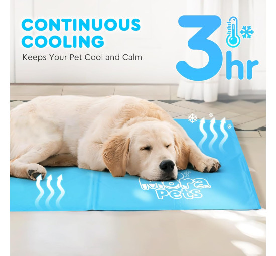 Охлаждающий коврик для собак Mora Pets размер 40x50 см, крепкий охлаждающий коврик для домашних животных, синий (2091)