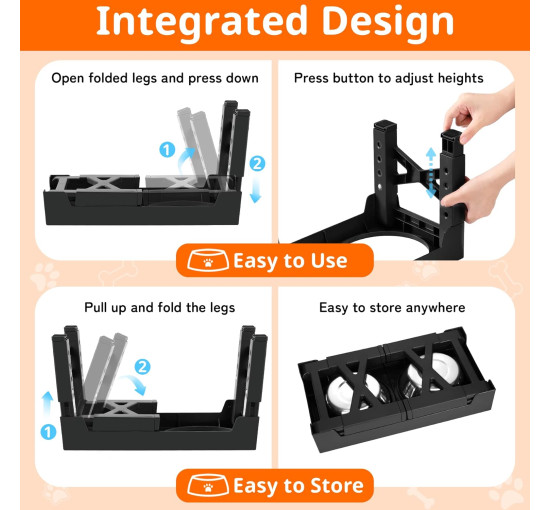 Набор мисок для собак с регулируемой подставкой Ormalla DW03 (2069)