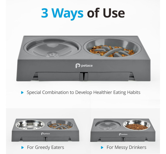 Поднятые миски для собак Petace N80284 для больших собак, серый (4070)