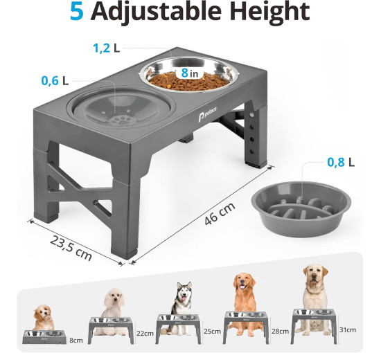 Поднятые миски для собак Petace N80284 для больших собак, серый (4070)