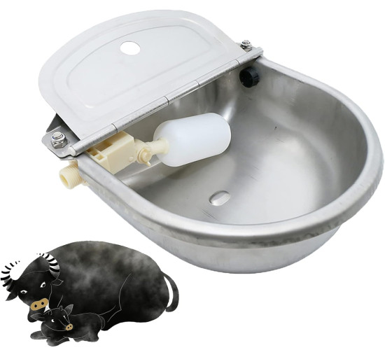 Поїлка для корів WOERD, автоматична поїлка з нержавіючої сталі з поплавковим краном, чаша для великої рогатої худоби, овець та корів (2064)