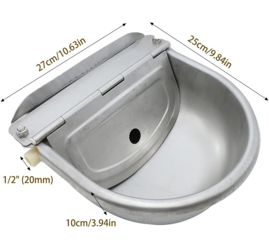 Поїлка для корів WOERD, автоматична поїлка з нержавіючої сталі з поплавковим краном, чаша для великої рогатої худоби, овець та корів (2064)