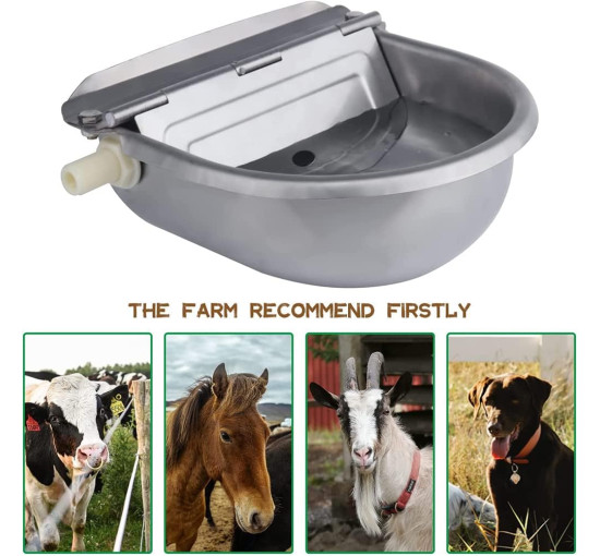 Поїлка для корів WOERD, автоматична поїлка з нержавіючої сталі з поплавковим краном, чаша для великої рогатої худоби, овець та корів (2064)