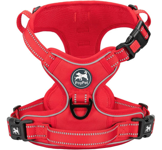 Регулируемая шлейка PoyPet 280720 для домашних животных с легкой мягкой ручкой, красная (3107)