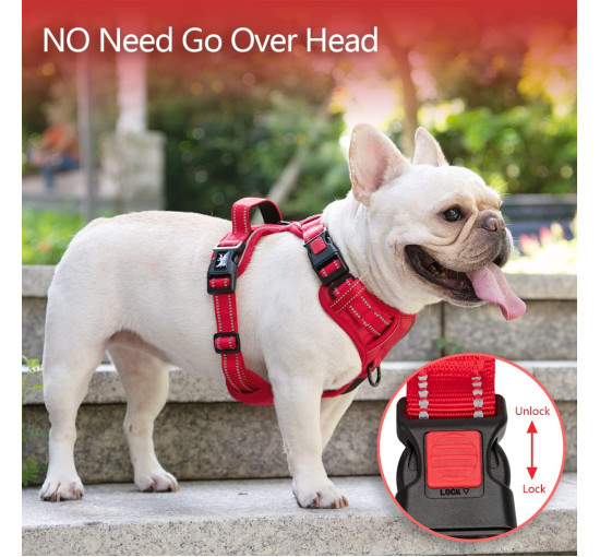 Регулируемая шлейка PoyPet 280720 для домашних животных с легкой мягкой ручкой, красная (3107)