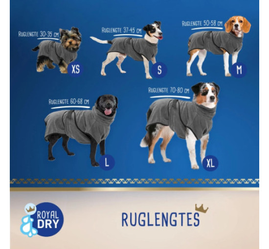 Халат для собак Royal Dry, размер XL, серый (4198)