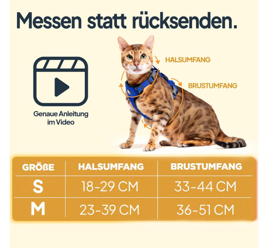 Шлейка для котів Tierhood 789520 з повідком, Розмір S, синій (4192)