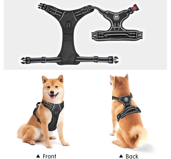 Шлейка для собак PoyPet 007073-FBA, черная (3103)