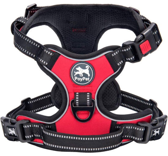 Шлейка для собак PoyPet 007118, светоотражающий жилет для собак, красный (3105)