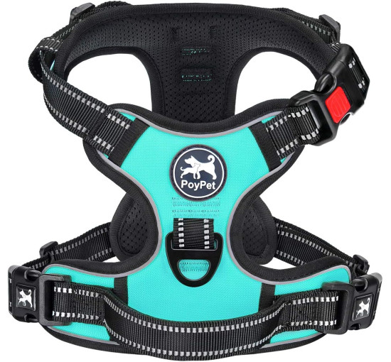 Шлейка для собак PoyPet 122020, светоотражающий жилет для собак, голубой (3106)