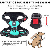 Шлейка для собак PoyPet 122020, светоотражающий жилет для собак, голубой (3106)