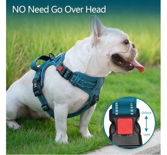 Шлейка для собак PoyPet 282630, светоотражающий жилет для собак, бирюзовый (3102)