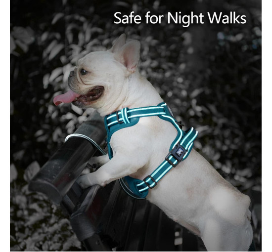 Шлейка для собак PoyPet 282630, светоотражающий жилет для собак, бирюзовый (3102)