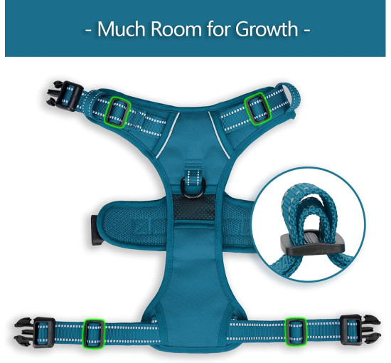 Шлейка для собак PoyPet 282630, светоотражающий жилет для собак, бирюзовый (3102)