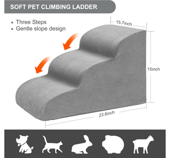Сходи для маленьких собак Heeyoo Hy-3Fsteps, сірий (2153)