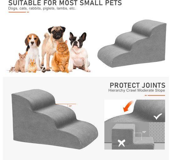 Сходи для маленьких собак Heeyoo Hy-3Fsteps, сірий (2153)