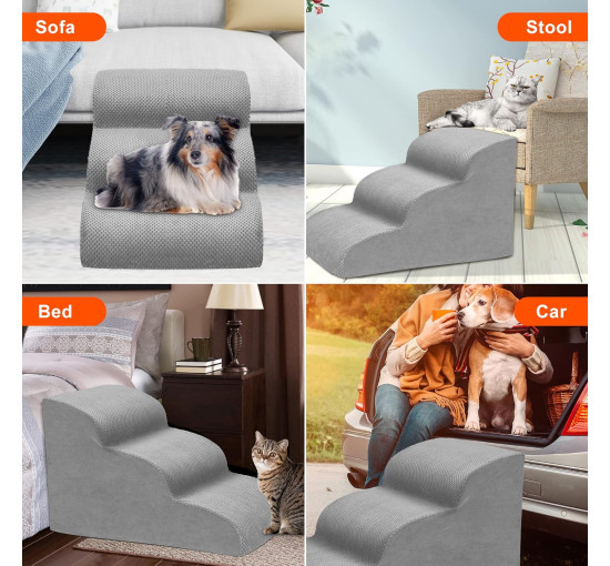 Сходи для маленьких собак Heeyoo Hy-3Fsteps, сірий (2153)