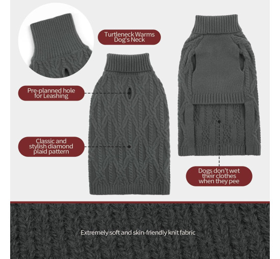 Свитер для собак FUAMEY C111-FUAMEY-719MY-2-grey-M среднего размера, серый (3178)