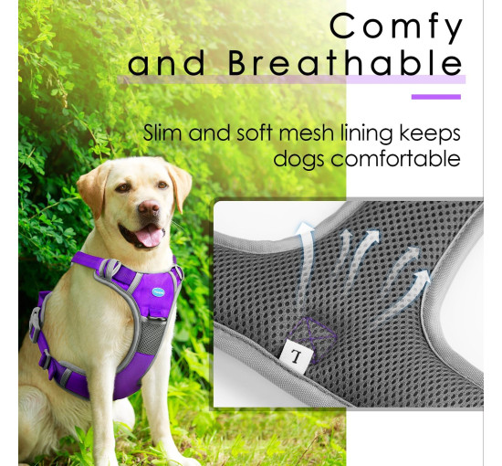 ThinkPet Шлейка для собак, регульована, для ходьби, м'яка, розмір L, фіолетовий (5099)