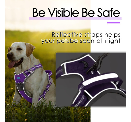 ThinkPet Шлейка для собак, регульована, для ходьби, м'яка, розмір L, фіолетовий (5099)