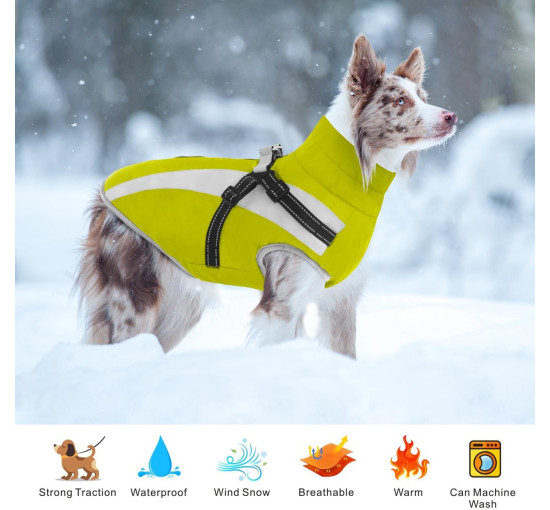 Водонепроникне пальто для собак Oslueidy зі шлейкою, зелене (3193)