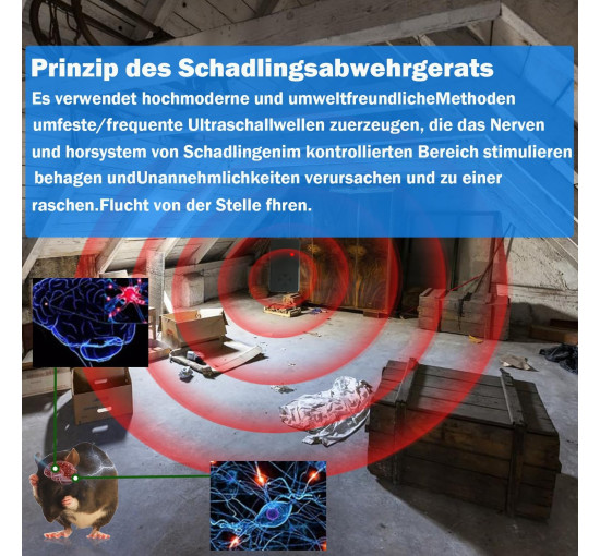 Warmfay Ультразвуковий відлякувач куниць A4208 з вилкою та ефектом запобігання звикання для 50 м², чорний (5076)