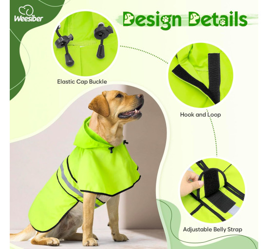 Weesiber Дощовик для собак, розмір L, зелений (5063)