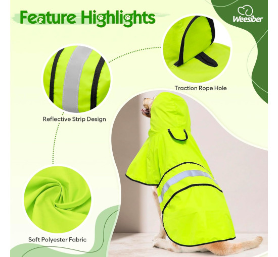Weesiber Дощовик для собак, розмір XL, зелений (5062)