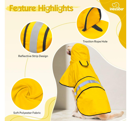 Weesiber Дощовик для собак, розмір XL, жовтий (5061)