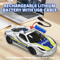 Автомобиль Muakiz с дистанционным управлением для детей, 2,4 ГГц, с перезаряжаемой батареей и полицейской мигалкой, серебристый (my-13113)