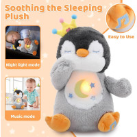 Дихаючий плюшевий пінгвін Edencomer з нічником, сірий (my-19014)