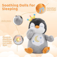 Дихаючий плюшевий пінгвін Edencomer з нічником, сірий (my-19014)