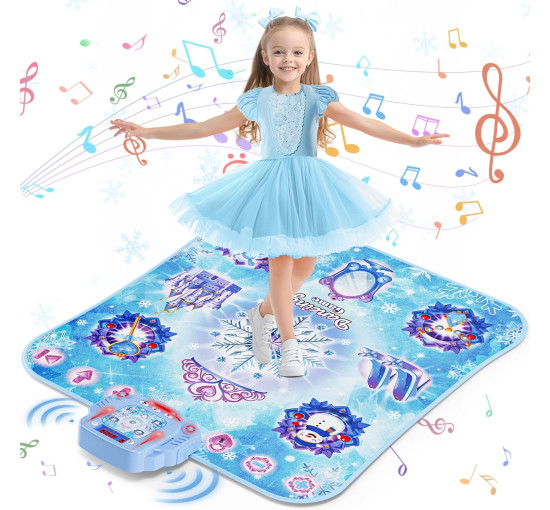 Танцевальный коврик Handwell DW601-4 Frozen Dance Pad с 8 кнопками, беспроводная танцевальная игра для детей с 4 режимами, синий (my-13134)