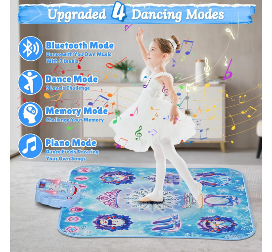 Танцевальный коврик Handwell DW601-4 Frozen Dance Pad с 8 кнопками, беспроводная танцевальная игра для детей с 4 режимами, синий (my-13134)