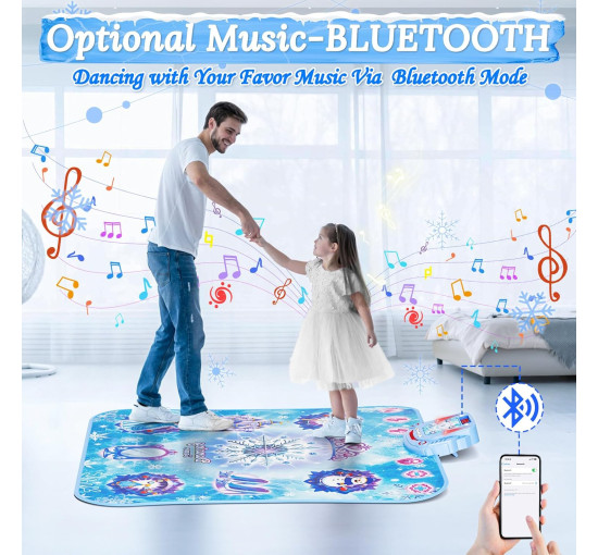 Танцевальный коврик Handwell DW601-4 Frozen Dance Pad с 8 кнопками, беспроводная танцевальная игра для детей с 4 режимами, синий (my-13134)