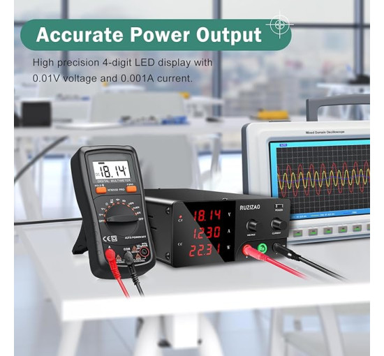 Настільне джерело живлення RUZIZAO Змінне (0–60 В, 0–20 А) Високопотужне джерело живлення постійного струму потужністю 1200 Вт (my-1020)