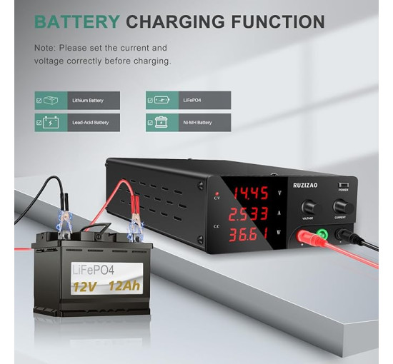 Настільне джерело живлення RUZIZAO Змінне (0–60 В, 0–20 А) Високопотужне джерело живлення постійного струму потужністю 1200 Вт (my-1020)